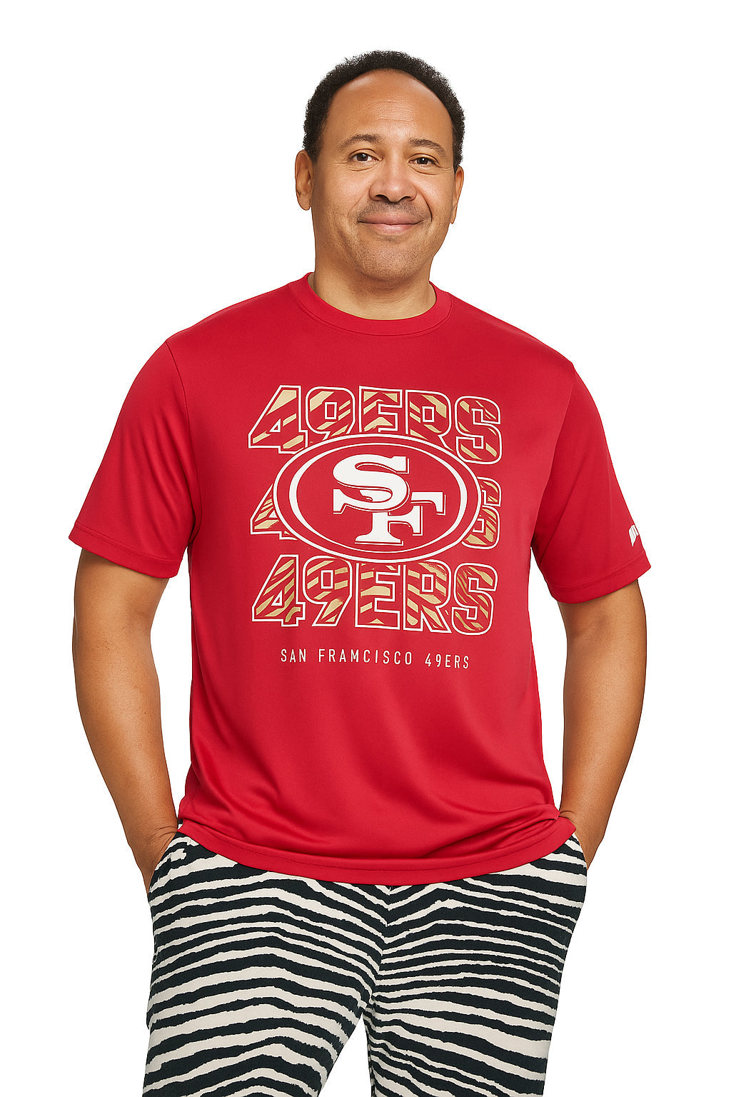 Zubaz NFL Men's Repeat Play Primary Team Color Short Sleeve T-Shirt, San Francisco 49ers