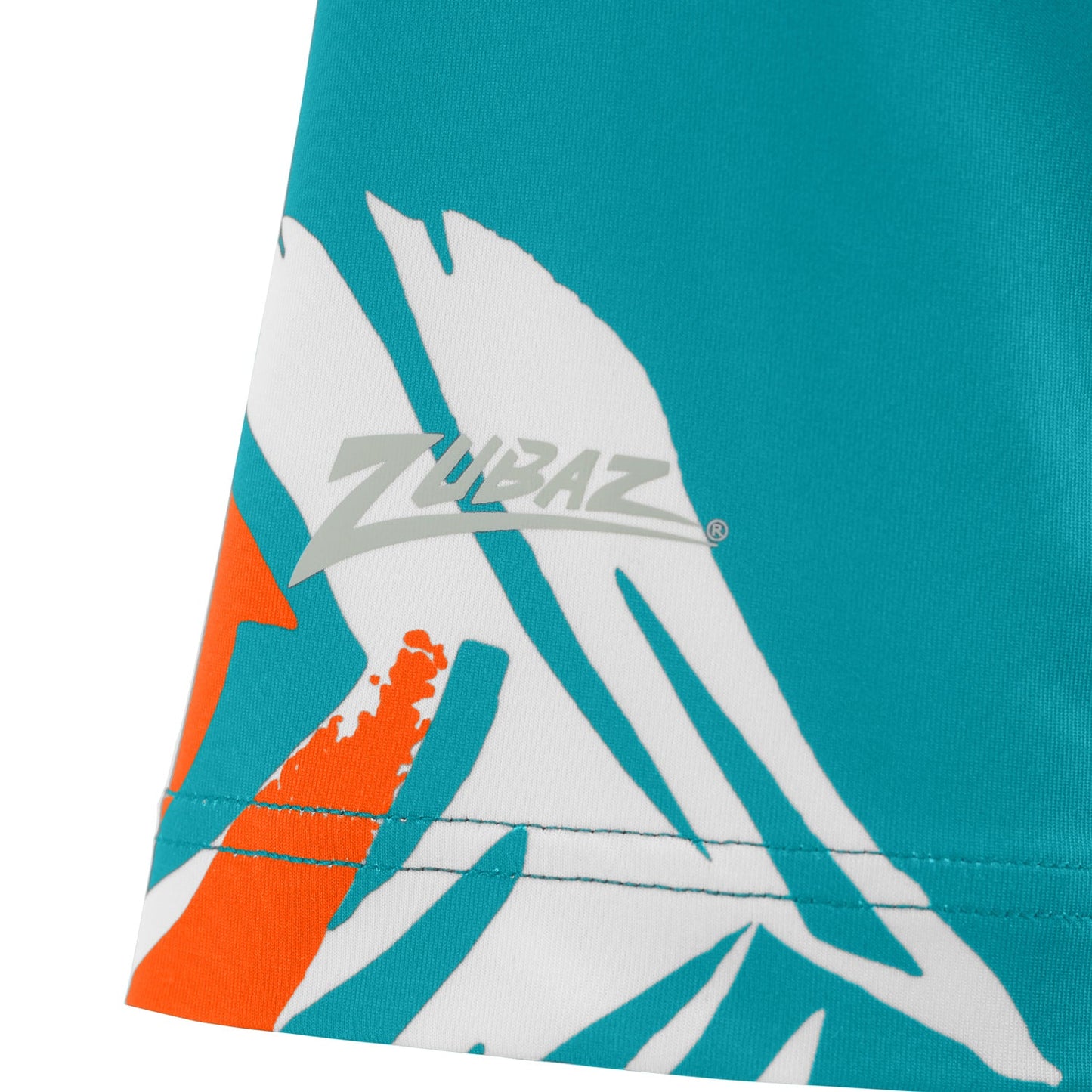 Zubaz NFL Womens Leaf Team Color Script Short Sleeve T-Shirt, Miami Dolphins