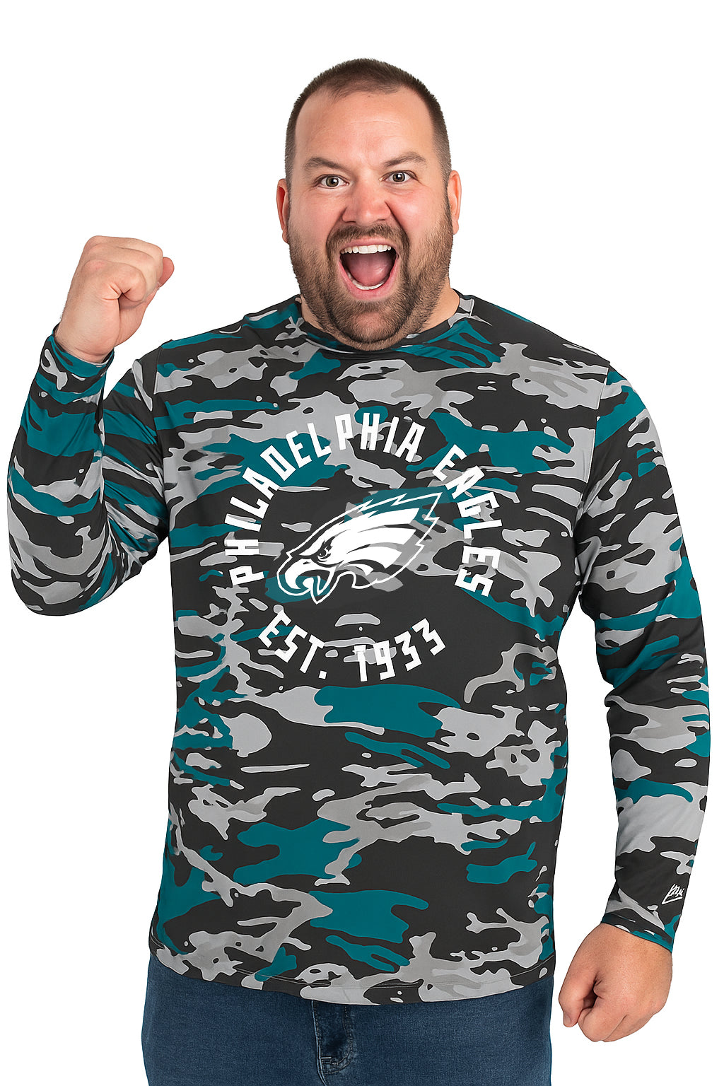 Zubaz NFL Men's Camo Alternate Color with White Circle Logo Long Sleeve T-Shirt, Philadelphia Eagles