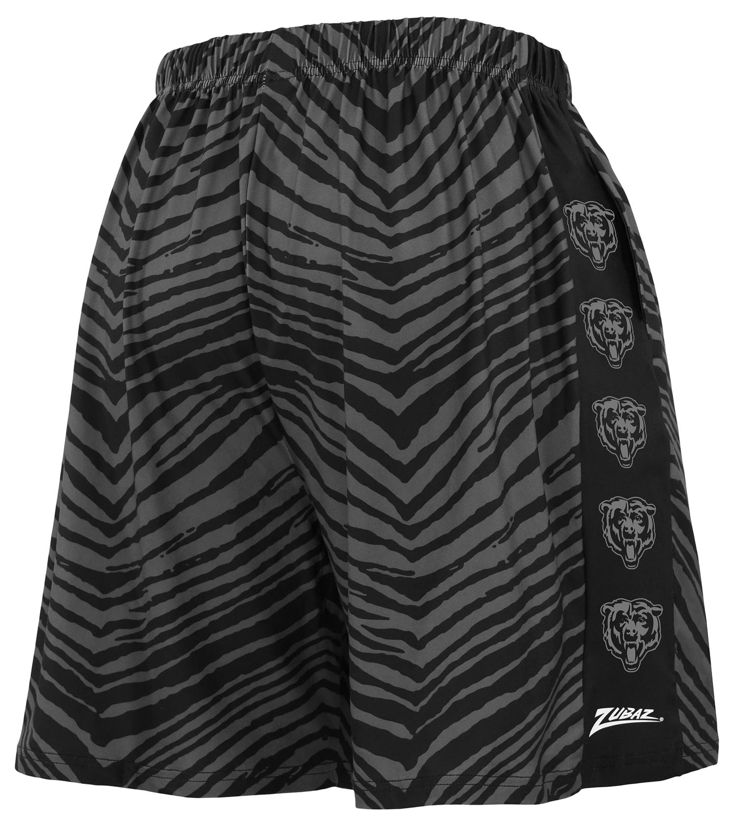 Zubaz NFL Men's 7in Zebra 2 Color Tonal Wordmark Stacked Shorts, Chicago Bears
