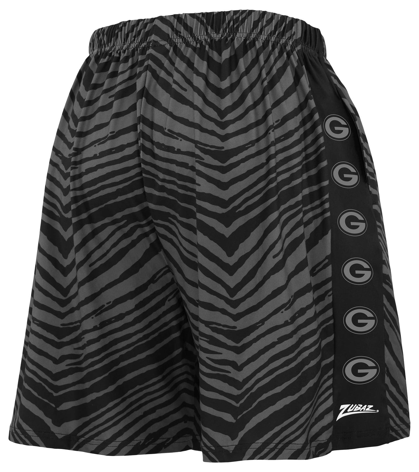 Zubaz NFL Men's 7in Zebra 2 Color Tonal Wordmark Stacked Shorts, Green Bay Packers