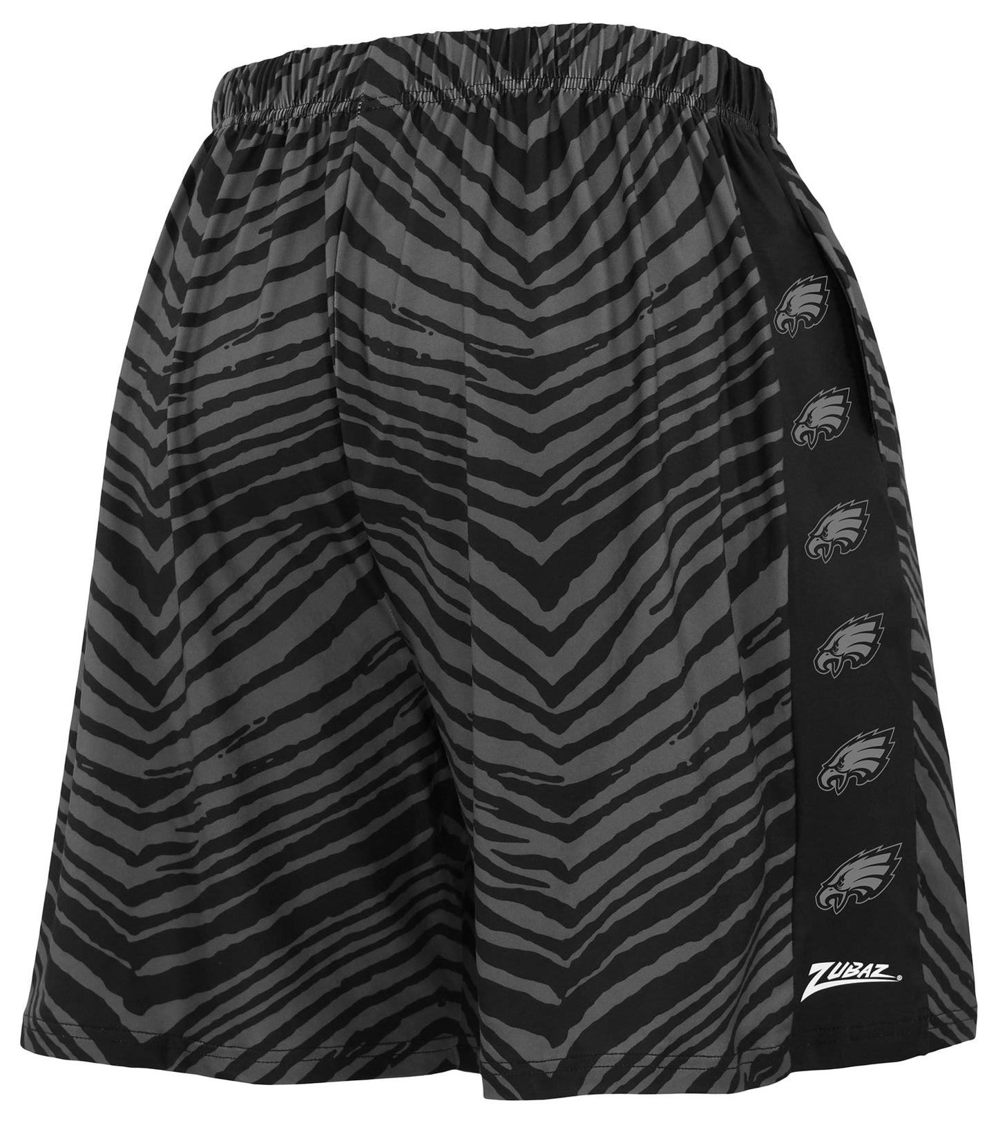 Zubaz NFL Men's 7in Zebra 2 Color Tonal Wordmark Stacked Shorts, Philadelphia Eagles