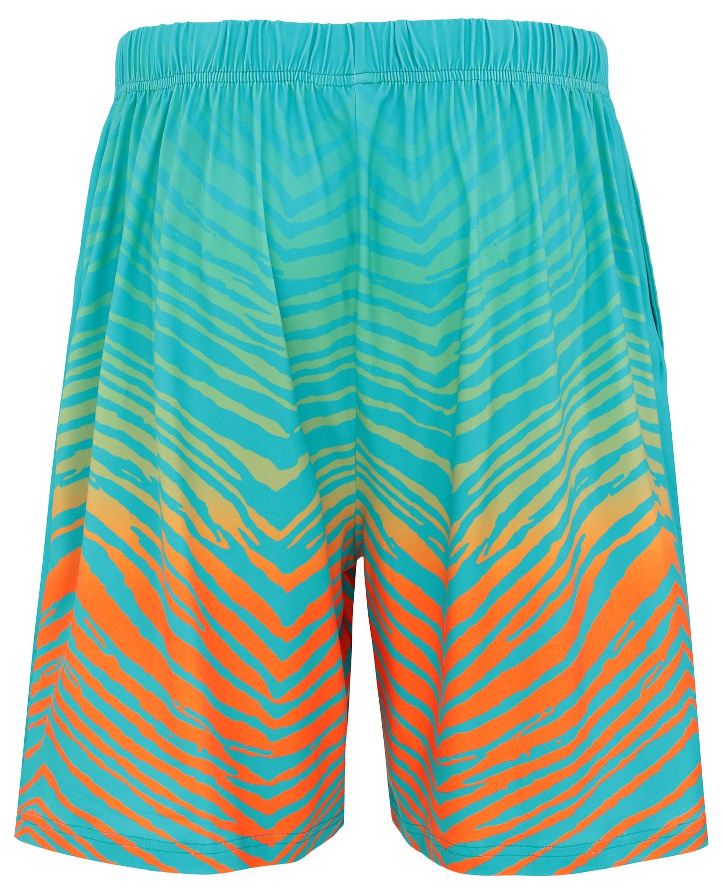 Zubaz NFL Men's 7in Fade Primary Stacked Text Shorts, Miami Dolphins