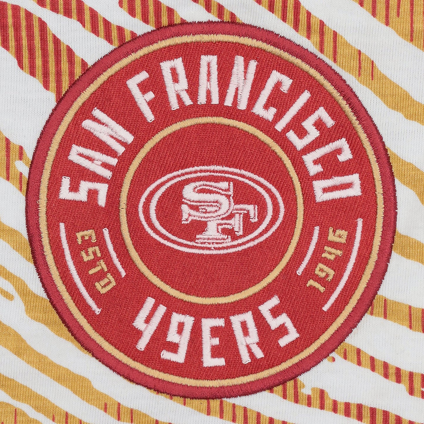 Zubaz NFL Adult Unisex Z88 Embroidered Zebra Ombre TMC Shorts, San Francisco 49ers