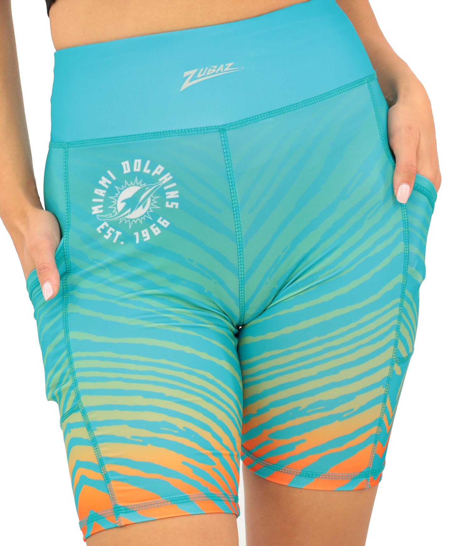Zubaz NFL Women's Fade Biker Shorts, Miami Dolphins