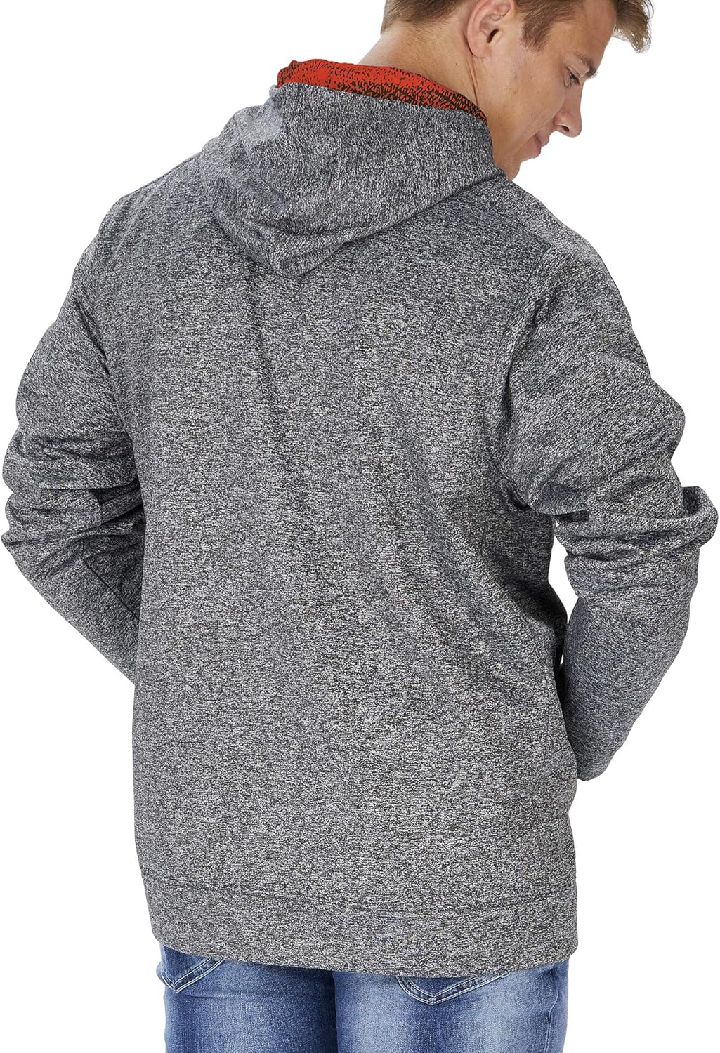 Zubaz NFL Mens Cleveland Browns Heather Gray Hood w/ TC Static Hood Liner & Graphic