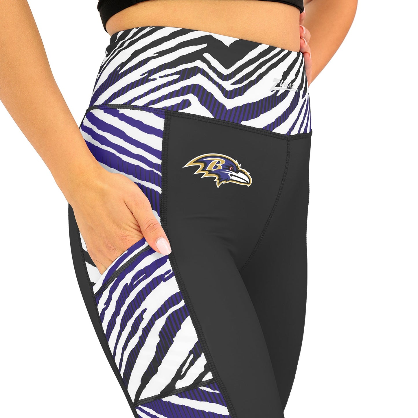 Zubaz NFL Women's Elevated Zebra Ombre Leggings, Baltimore Ravens