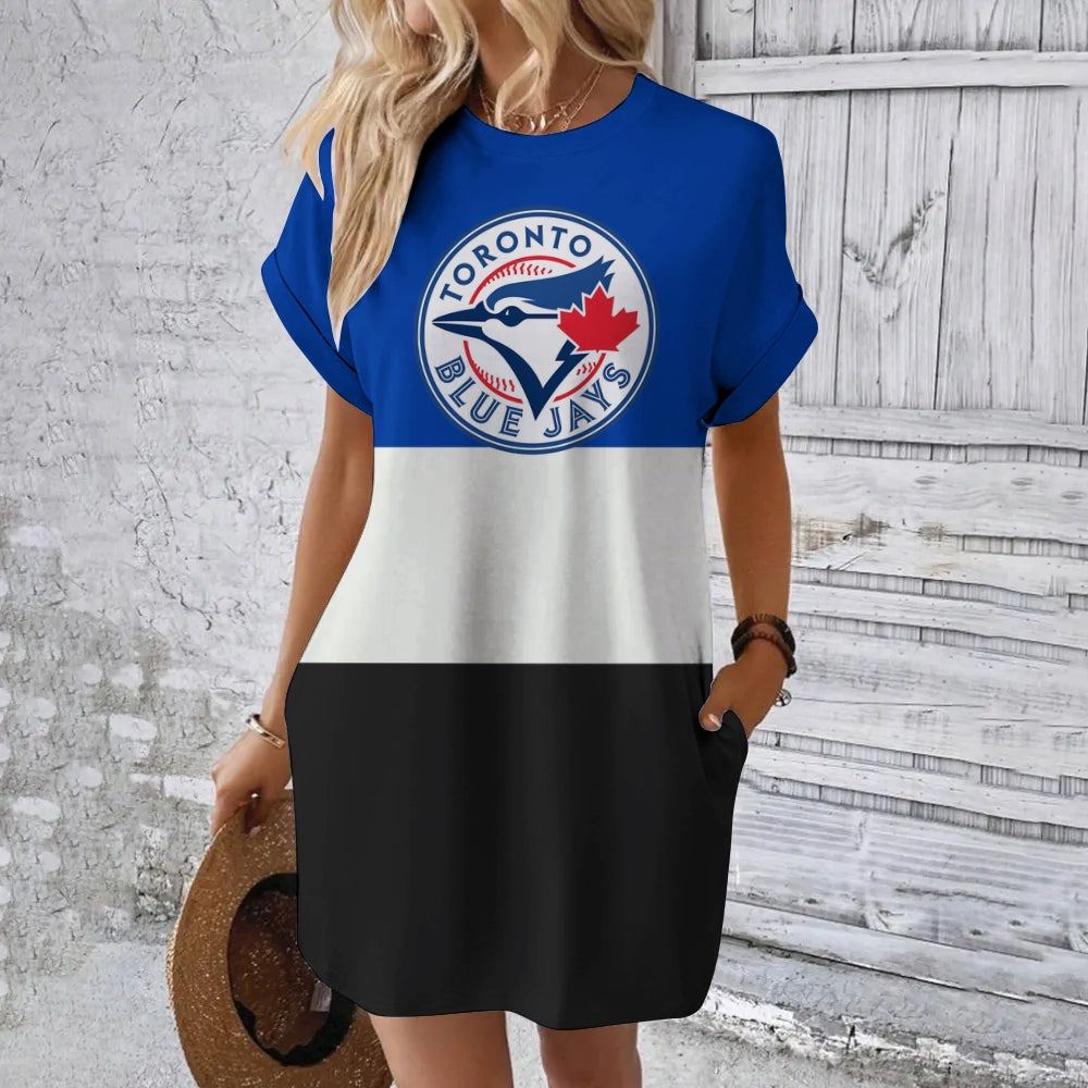 Toronto Blue Jays Hidden Pocket Short Sleeve Tee Dress