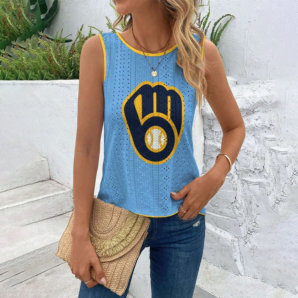 "Brew Crew"Cut Out Wrap Cross Wrap Back Asymmetrical Beach Tank Top