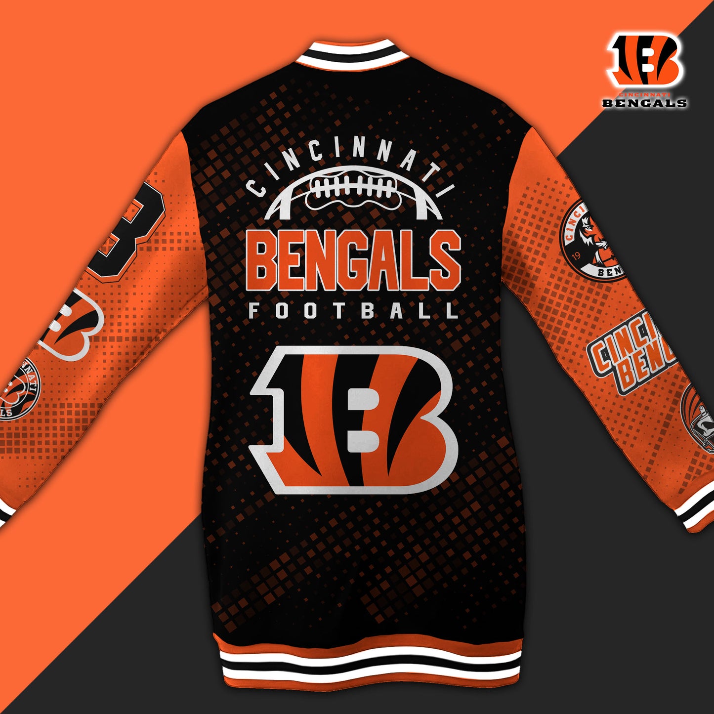 Cincinnati Bengals Limited Edition Button Down Long Sleeve Jacket Dress
