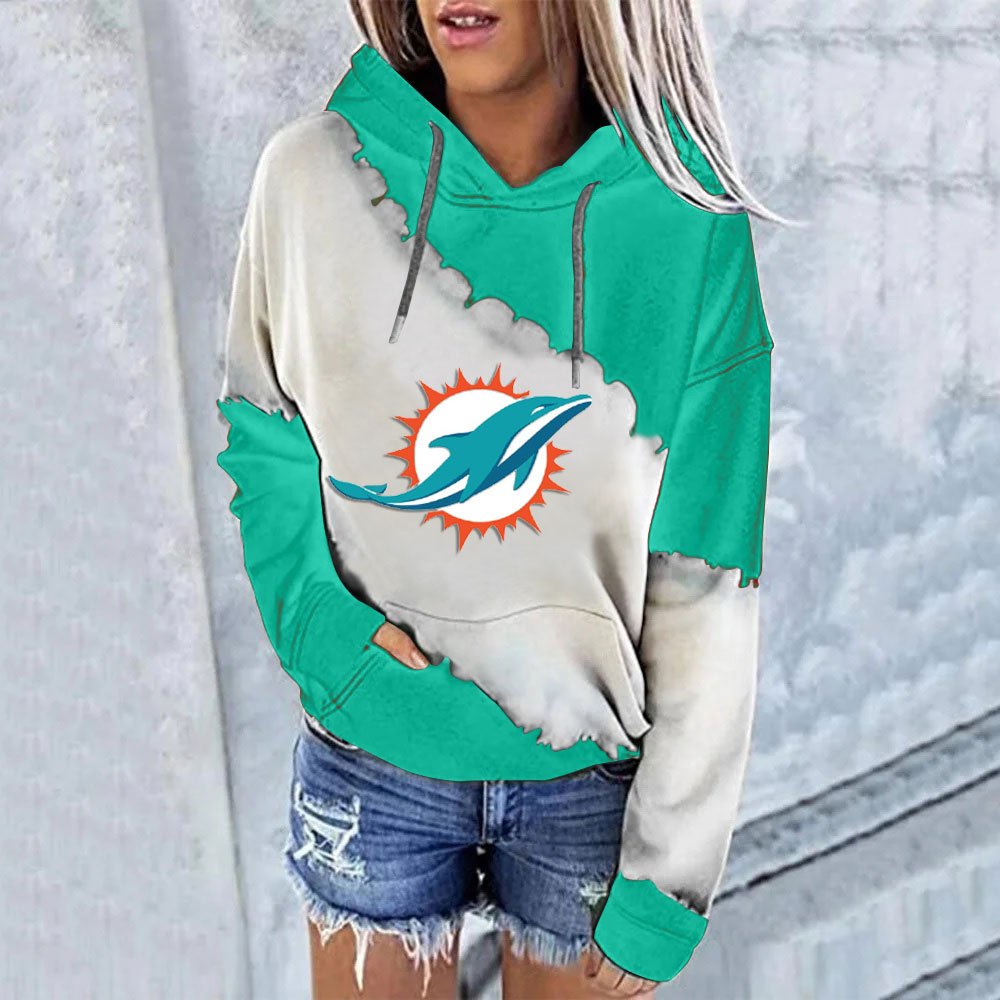 Casual loose contrast printed Hoodie