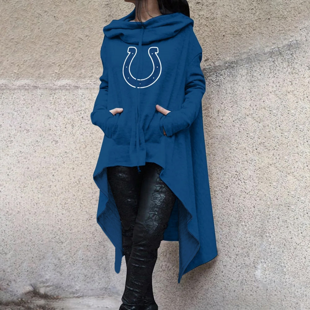 Fashionable Print Irregular Long Sleeve Sweatshirt