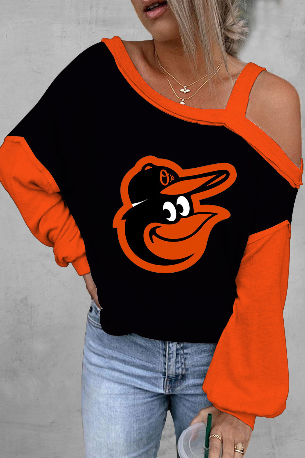 ASYMMETRICAL NECK SHIFT CASUAL LONG SLEEVE TOP