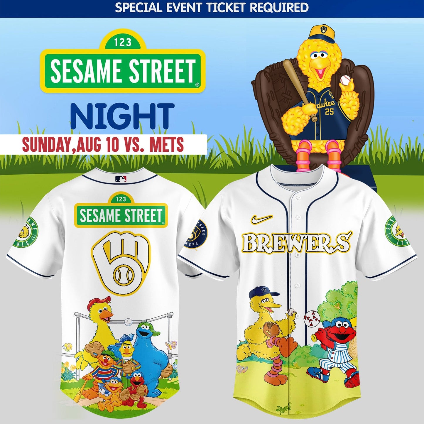 Milwaukee Brewers _ Sesame Street Night Jersey 2 2025