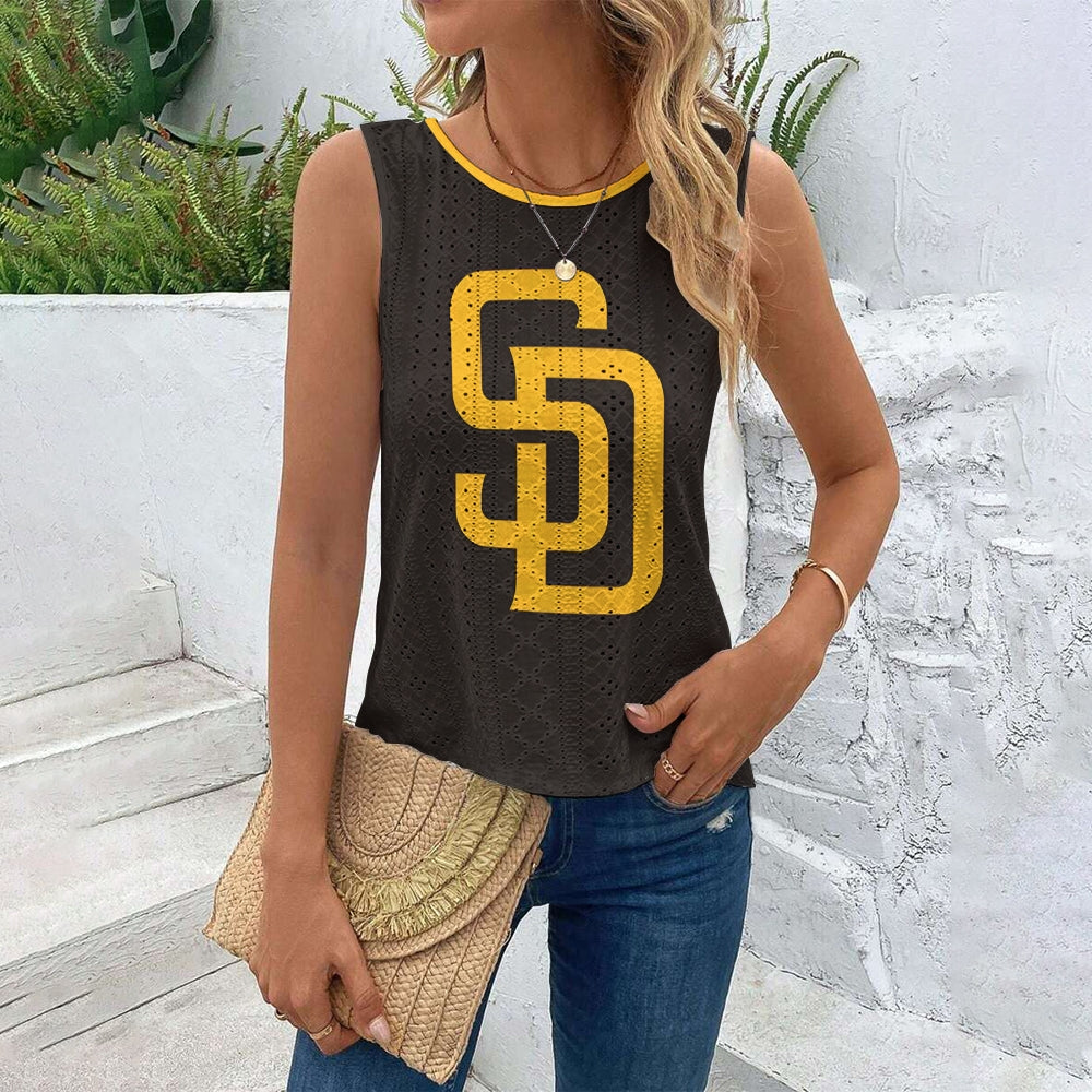 San Diego Padres Cut Out Wrap Cross Wrap Back Asymmetrical Beach Tank Top