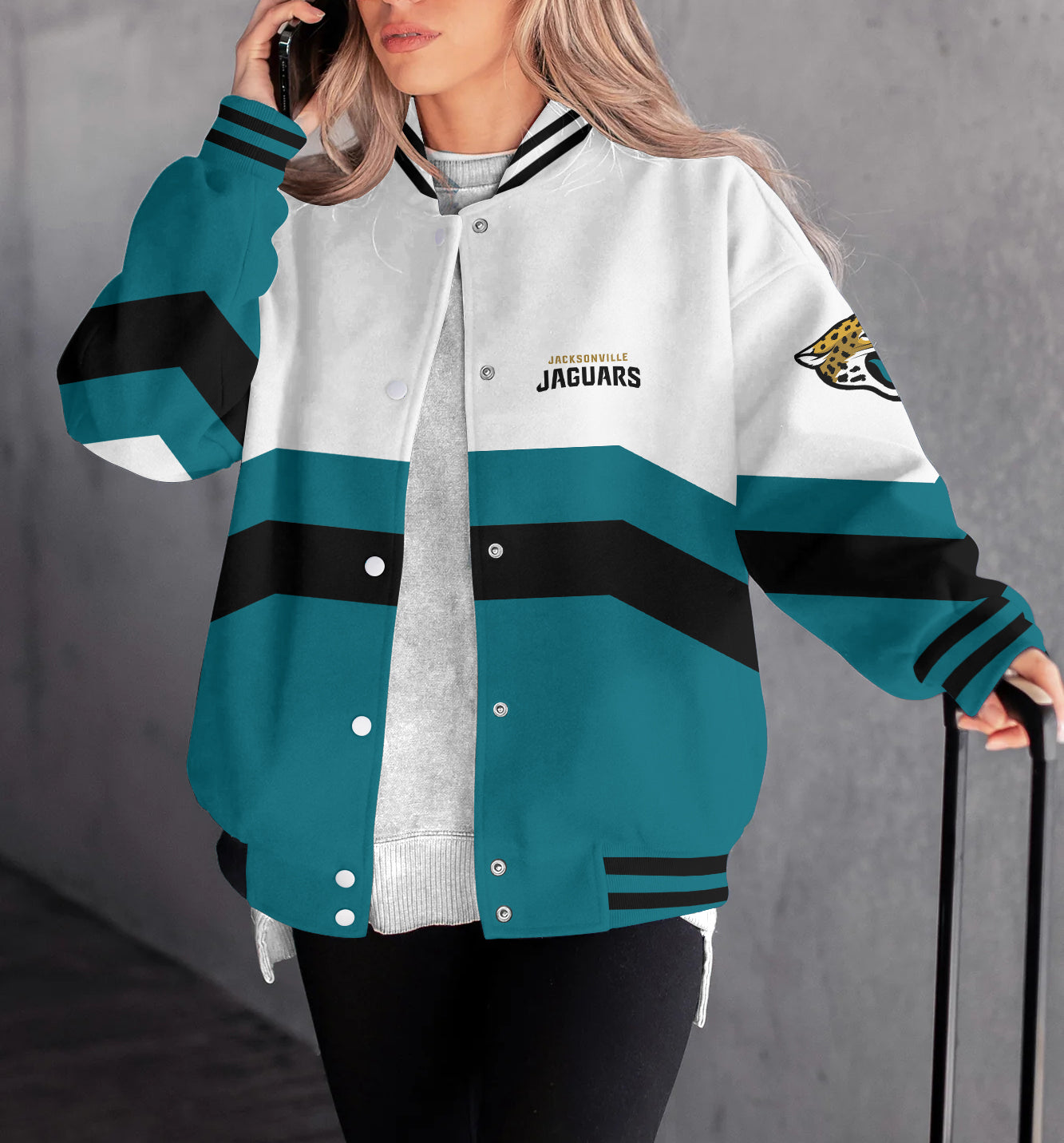 Jacksonville Jaguars Women's Long Pass Full- Snap Casual Jacket