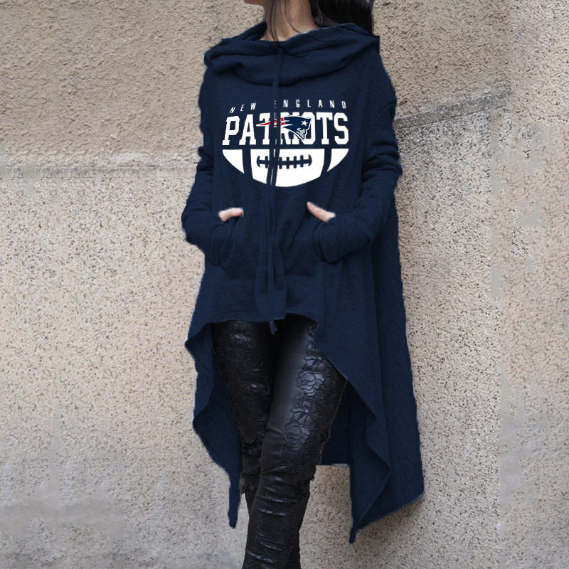 Fashionable Print Irregular Long Sleeve Sweatshirt