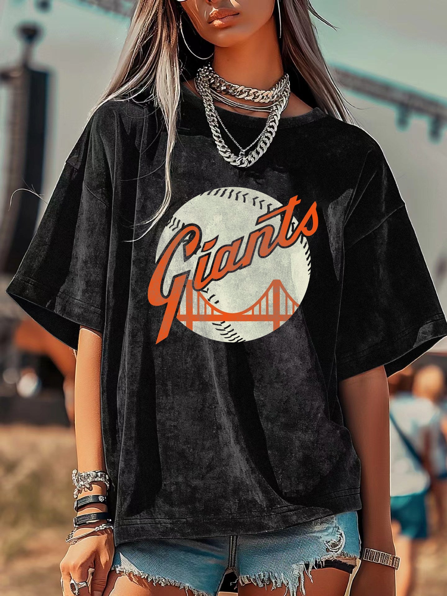 Washed Distressed Print Short Sleeve T-shirt