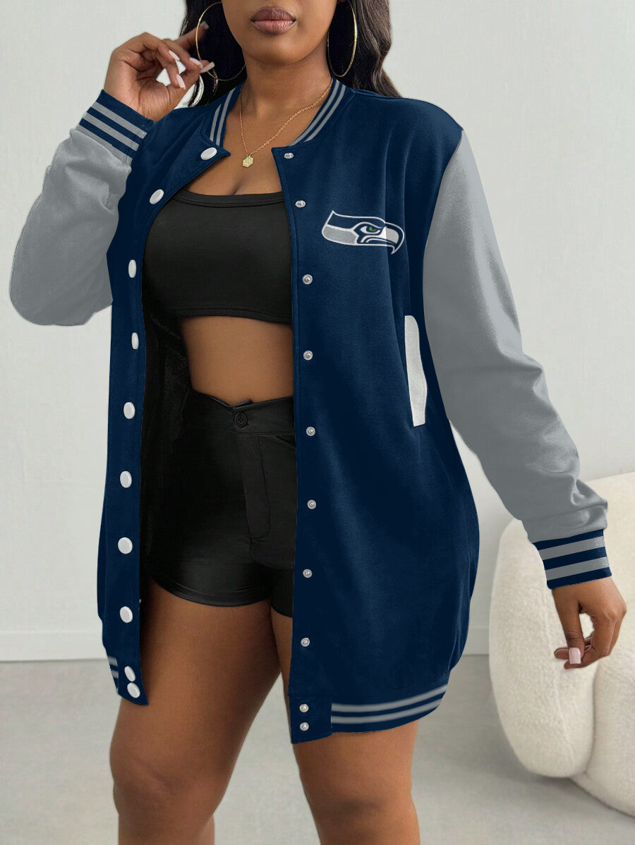 Seattle Seahawks Women's Limited Edition Button Down Long Sleeve Jacket Dress