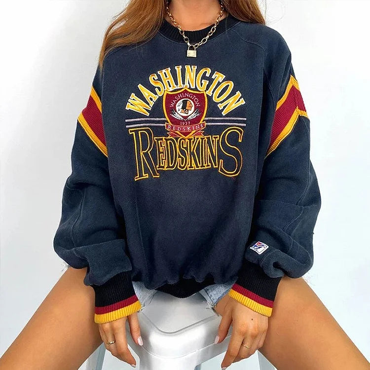 Fashion Printed Round Neck Raglan Sleeve Sweatshirt