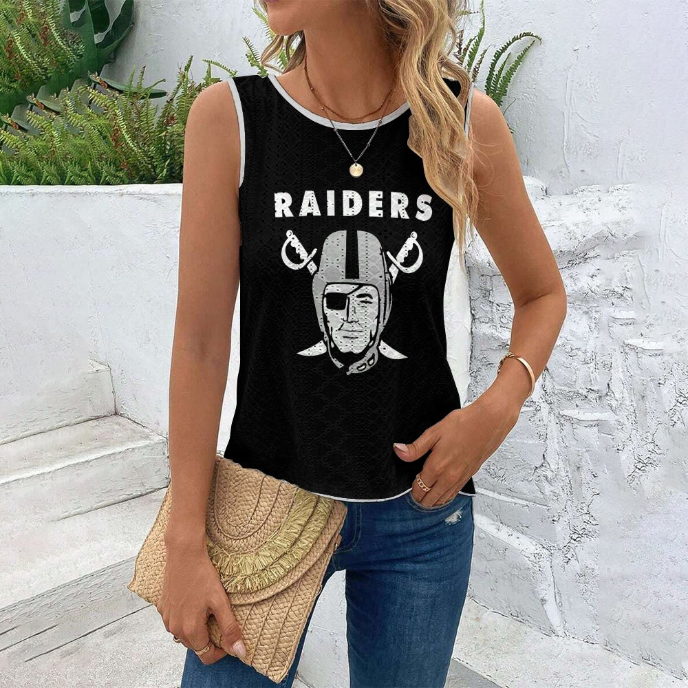 Raiders Cut Out Wrap Cross Wrap Back Asymmetrical Beach Tank Top