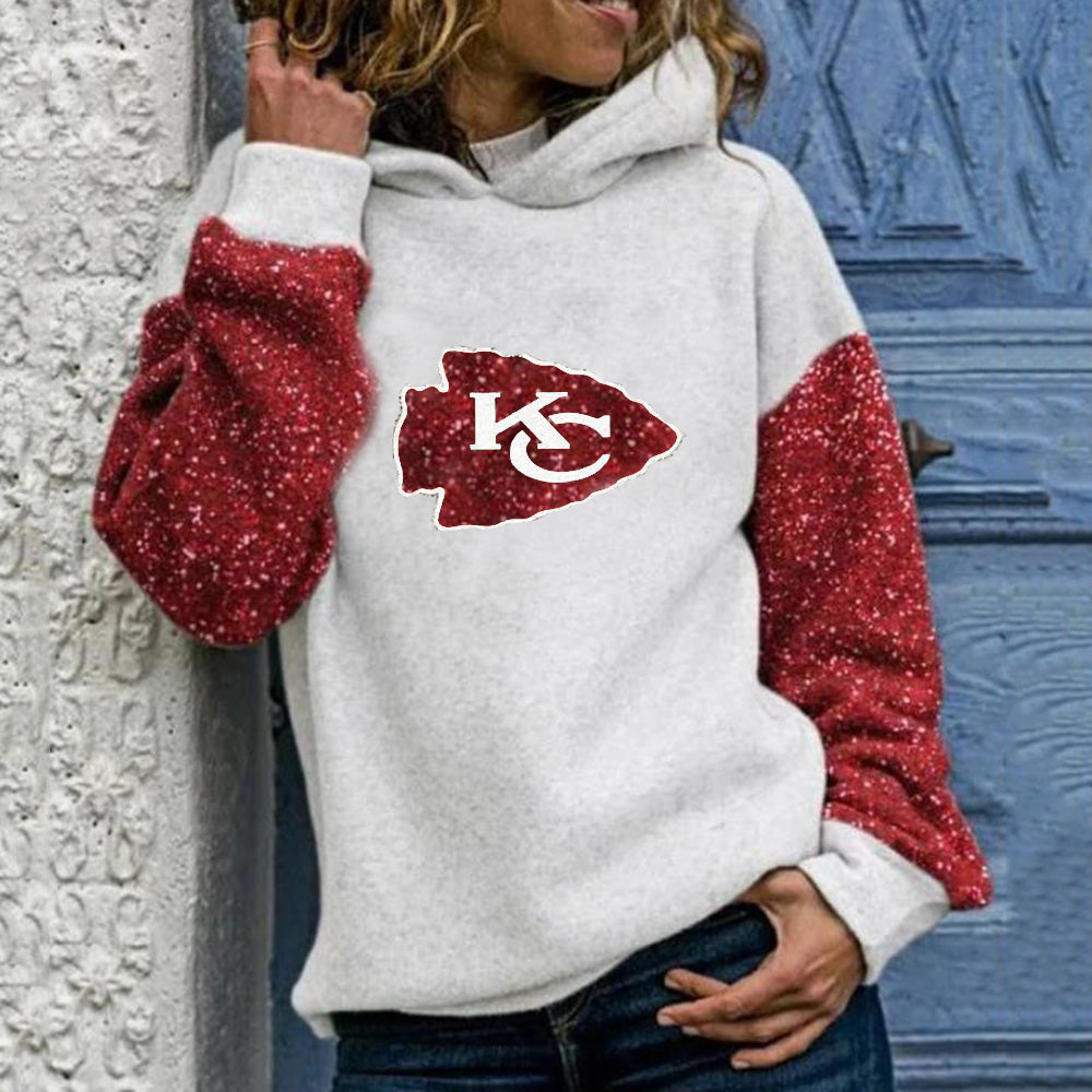 Casual loose contrast printed Hoodie