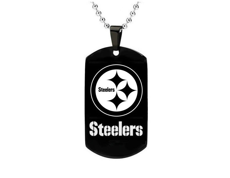 New fans team logo pendant Steelers logo necklace Titanium steel men's tag