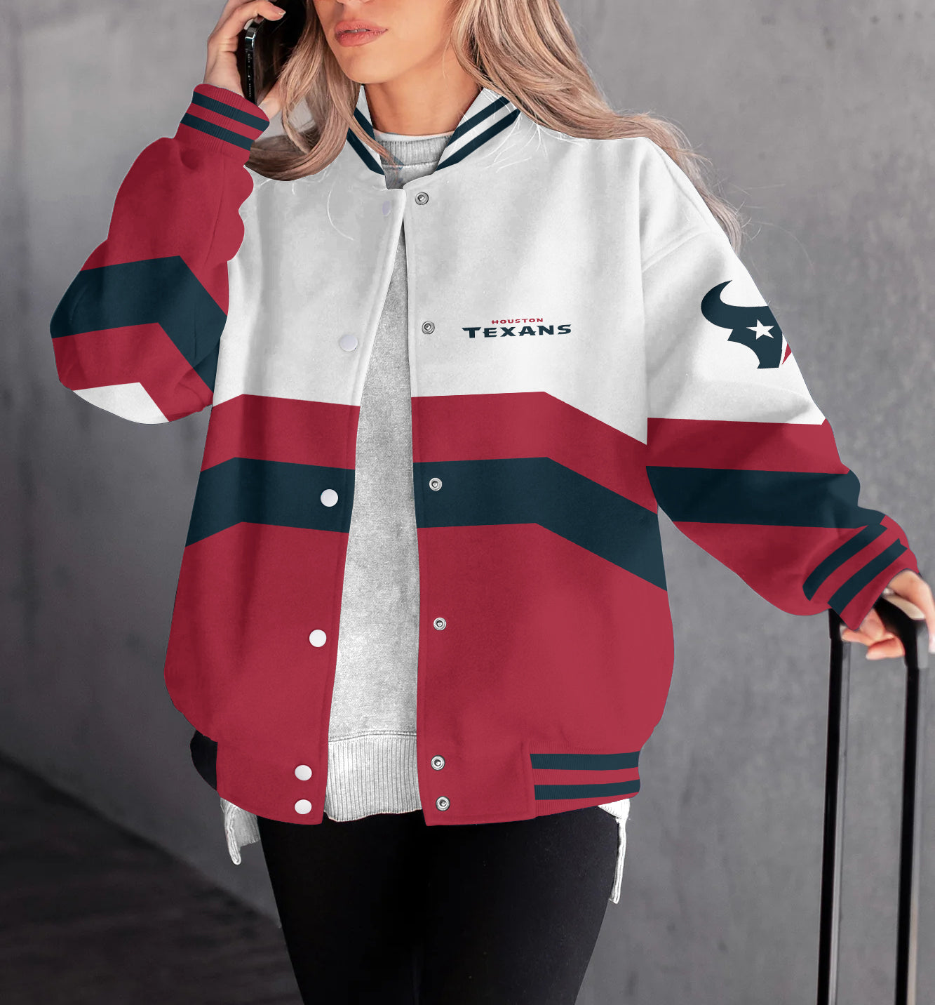Houston Texans Women's Long Pass Full- Snap Casual Jacket