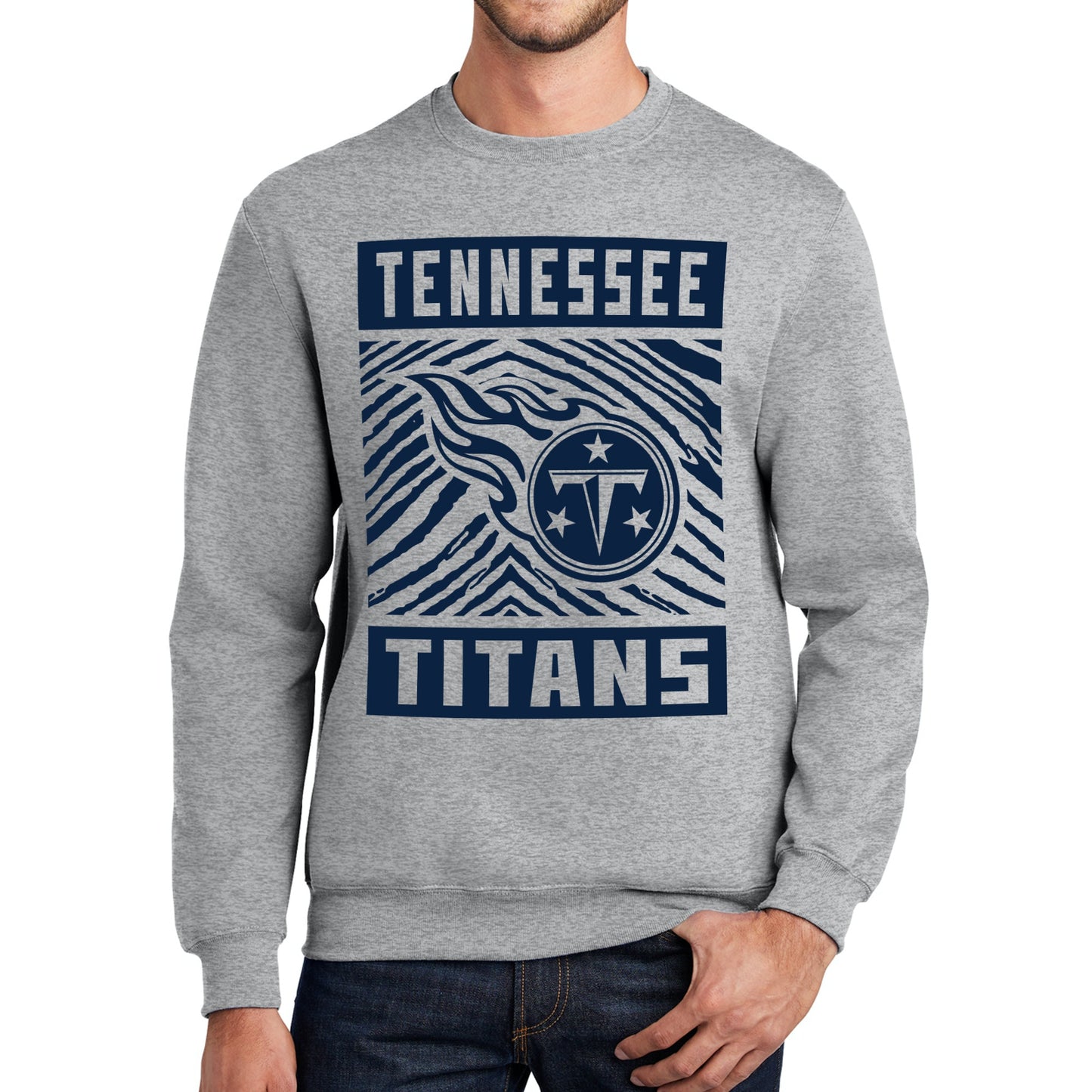 Zubaz NFL Men's Crewneck Sweatshirt With Zebra Graphic, Tennessee Titans