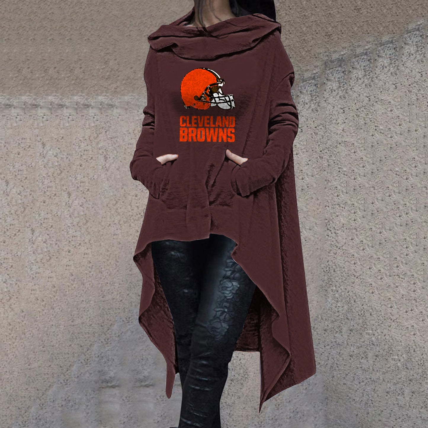 Fashionable Print Irregular Long Sleeve Sweatshirt