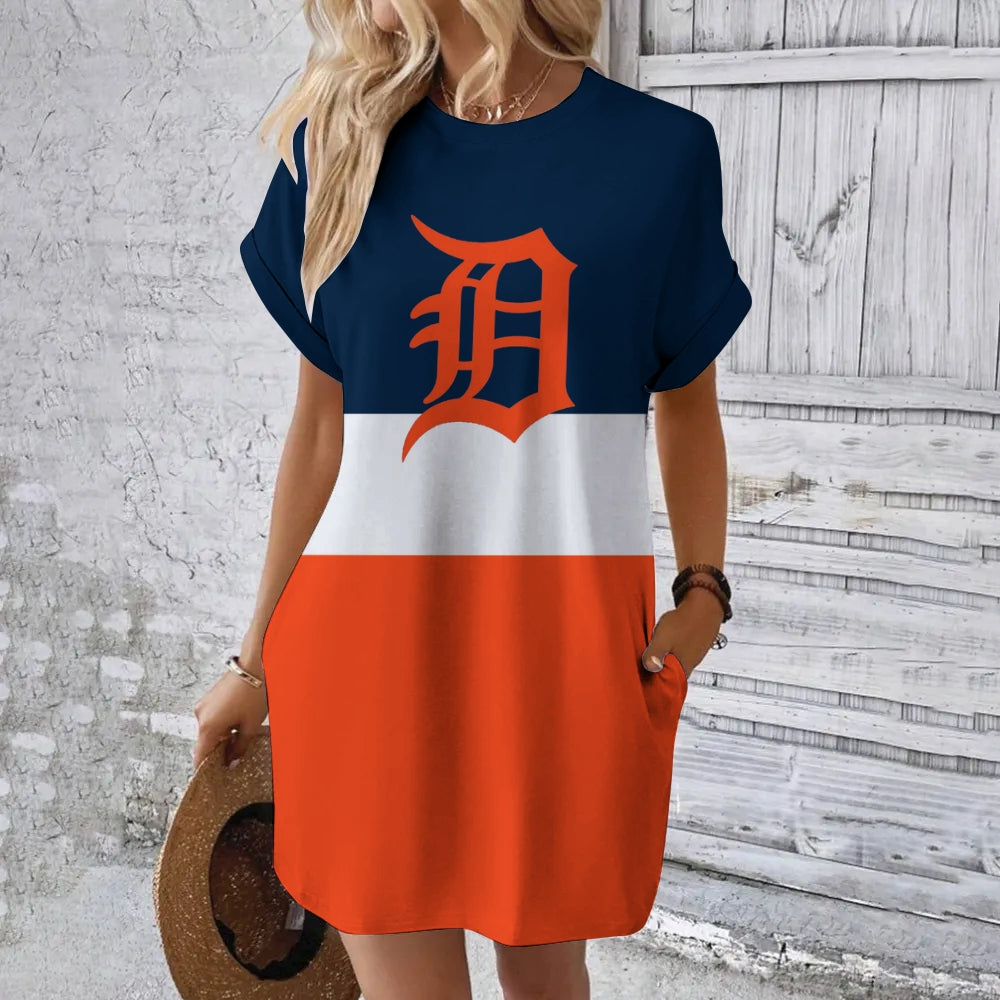Detroit Tigers Hidden Pocket Short Sleeve Tee Dress