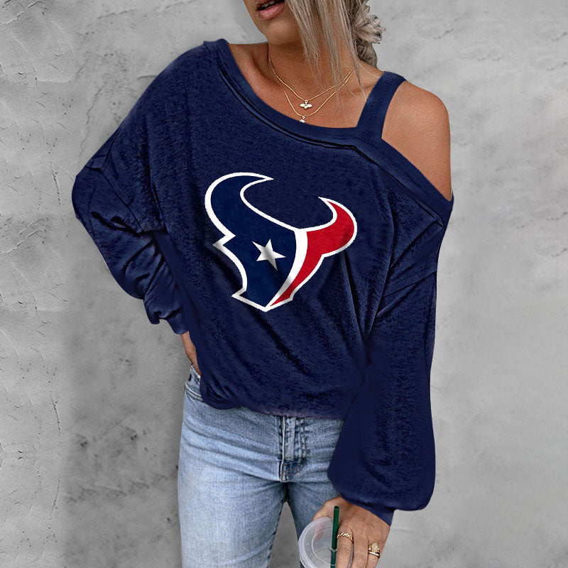 ASYMMETRICAL NECK SHIFT CASUAL LONG SLEEVE TOP