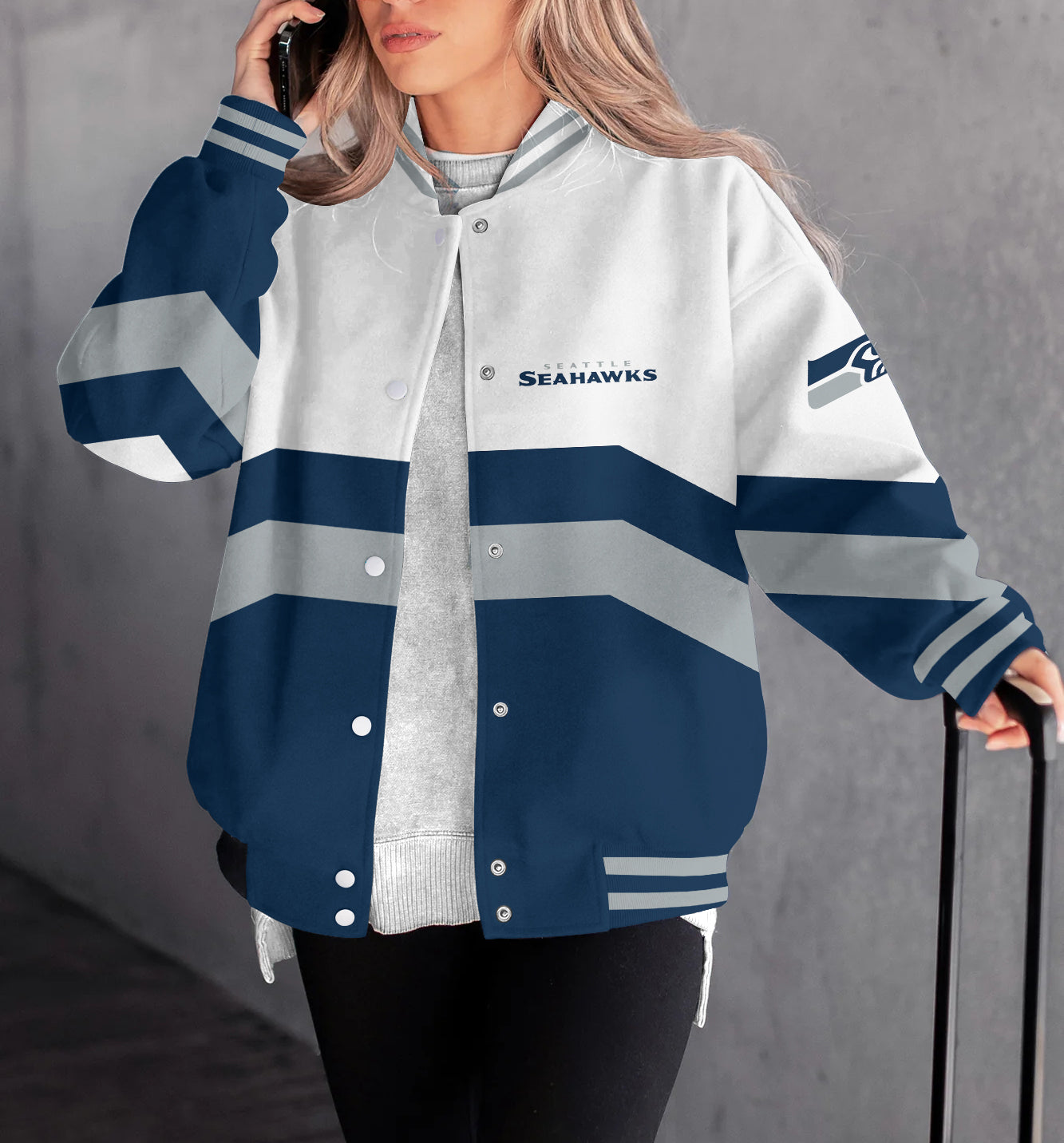 Seattle Seahawks Women's Long Pass Full- Snap Casual Jacket