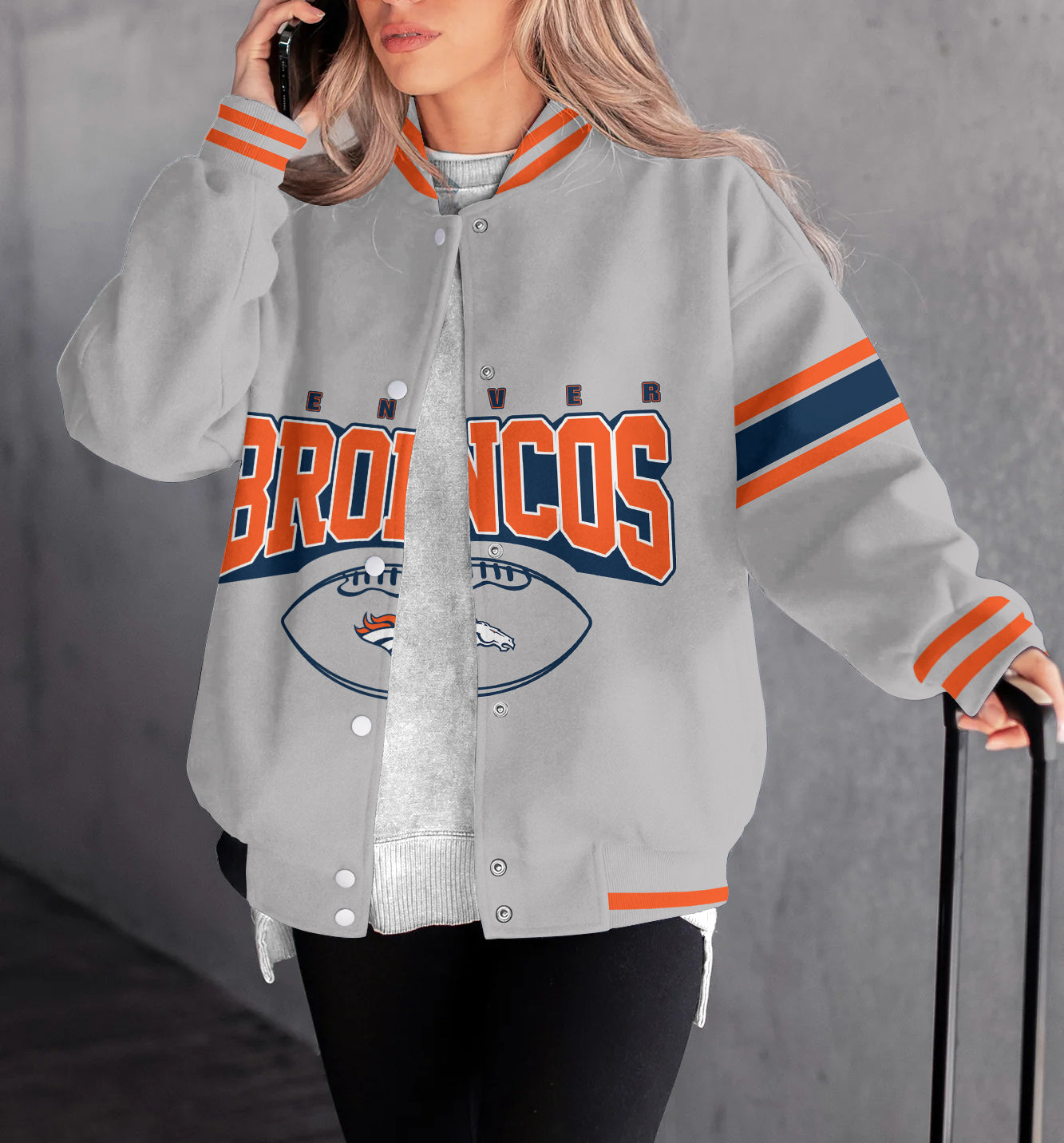 Denver Broncos Women's Long Pass Full- Snap Casual Jacket