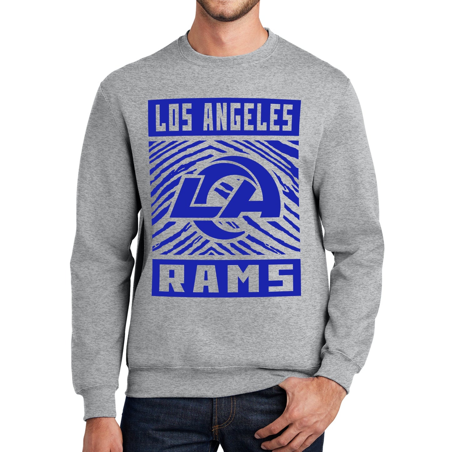Zubaz NFL Men's Crewneck Sweatshirt With Zebra Graphic, Los Angeles Rams