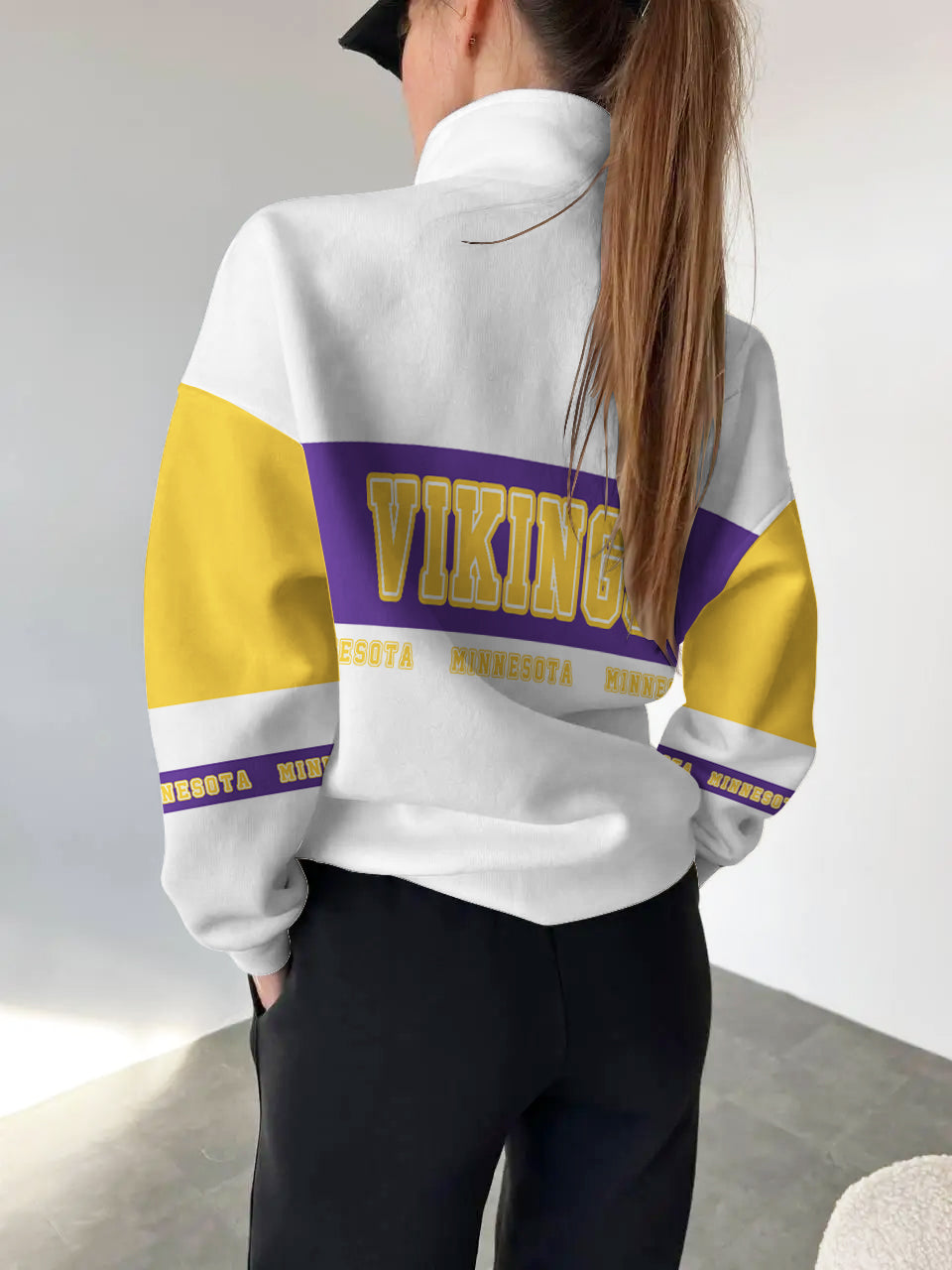 Minnesota Vikings 2025 New Design Casual Snap Mockneck Pullover