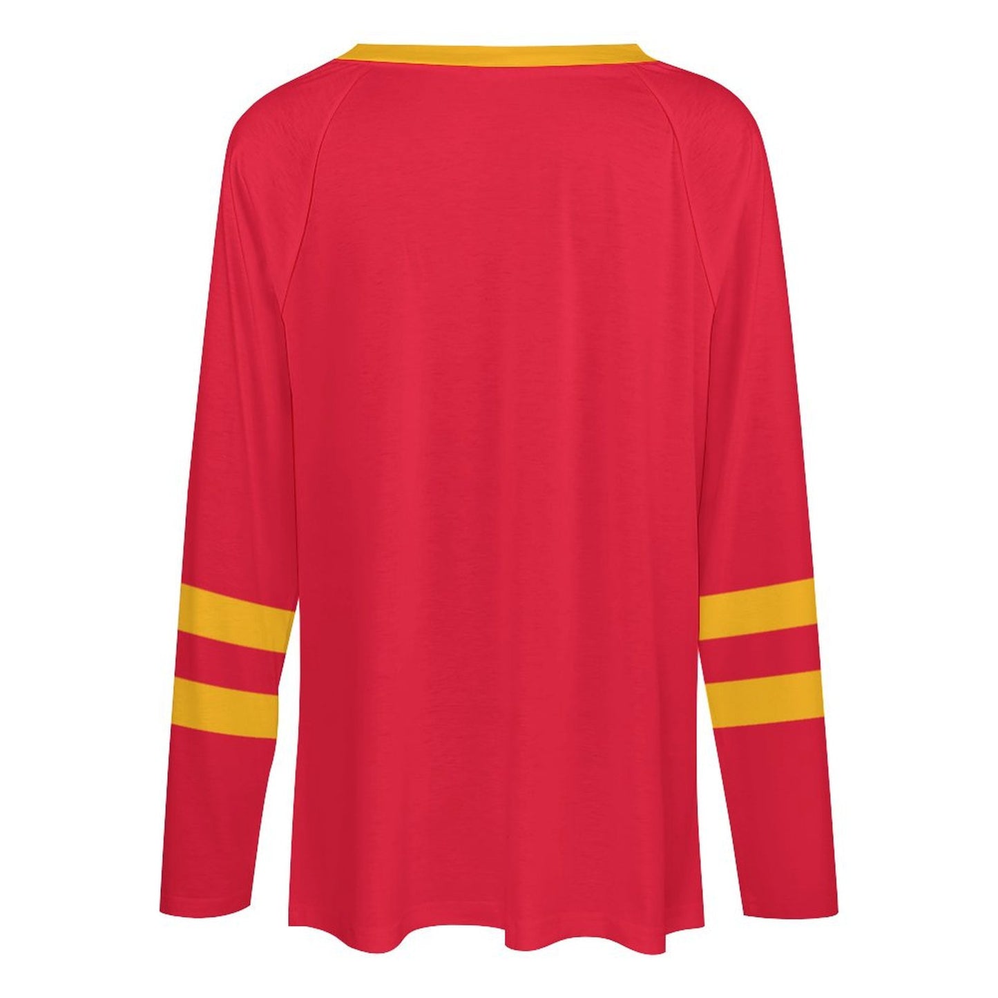 Kansas City Chiefs Women's V-neck Double-layered Long-sleeved Loose T-shirt