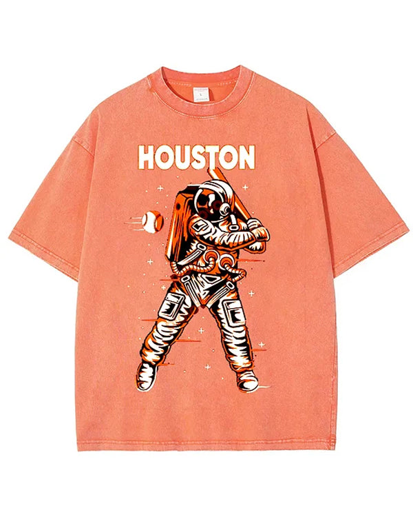 Washed Distressed Print Short Sleeve T-shirt