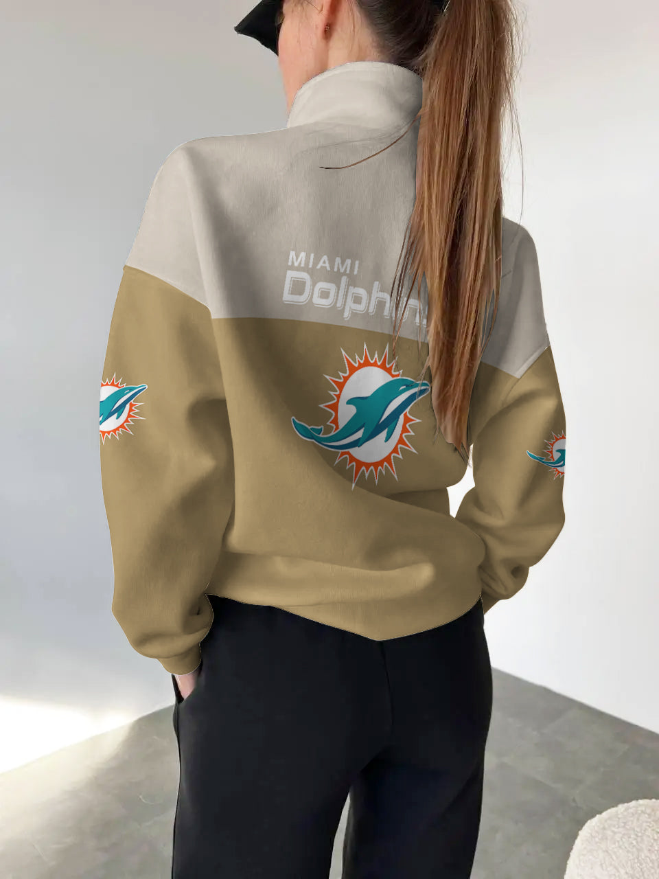 Miami Dolphins 2025 New Design Casual Snap Mockneck Pullover
