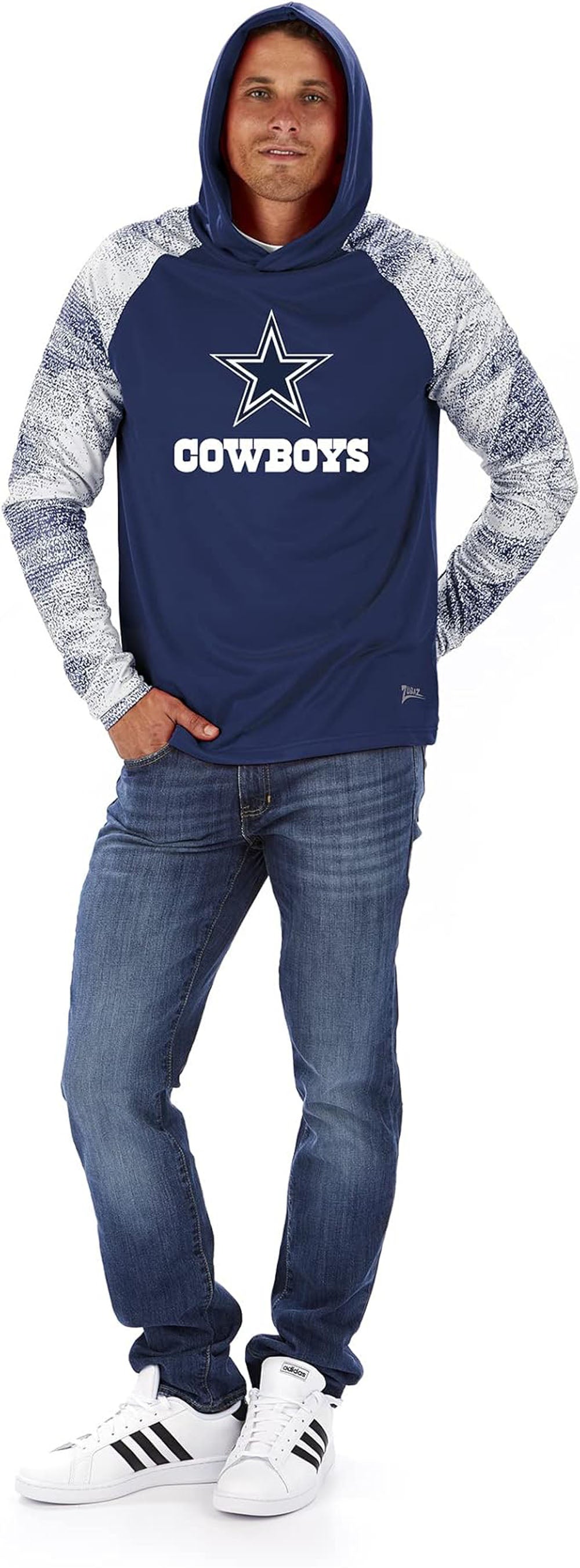 Zubaz NFL Men's Dallas Cowboys Lightweight Hoodie With Static Sleeves