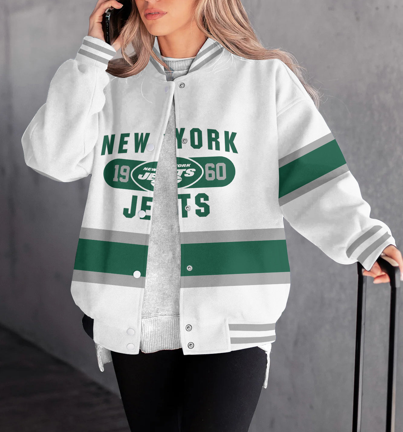 New York Jets Women's Long Pass Full- Snap Casual Jacket