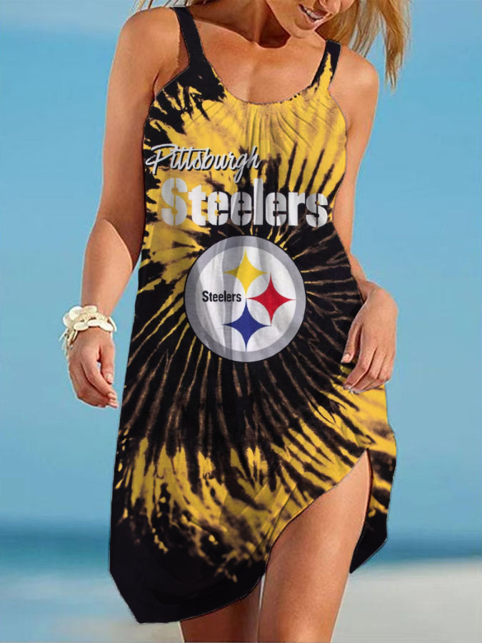 Pittsburgh Steelers Round neck sleeveless printed dress