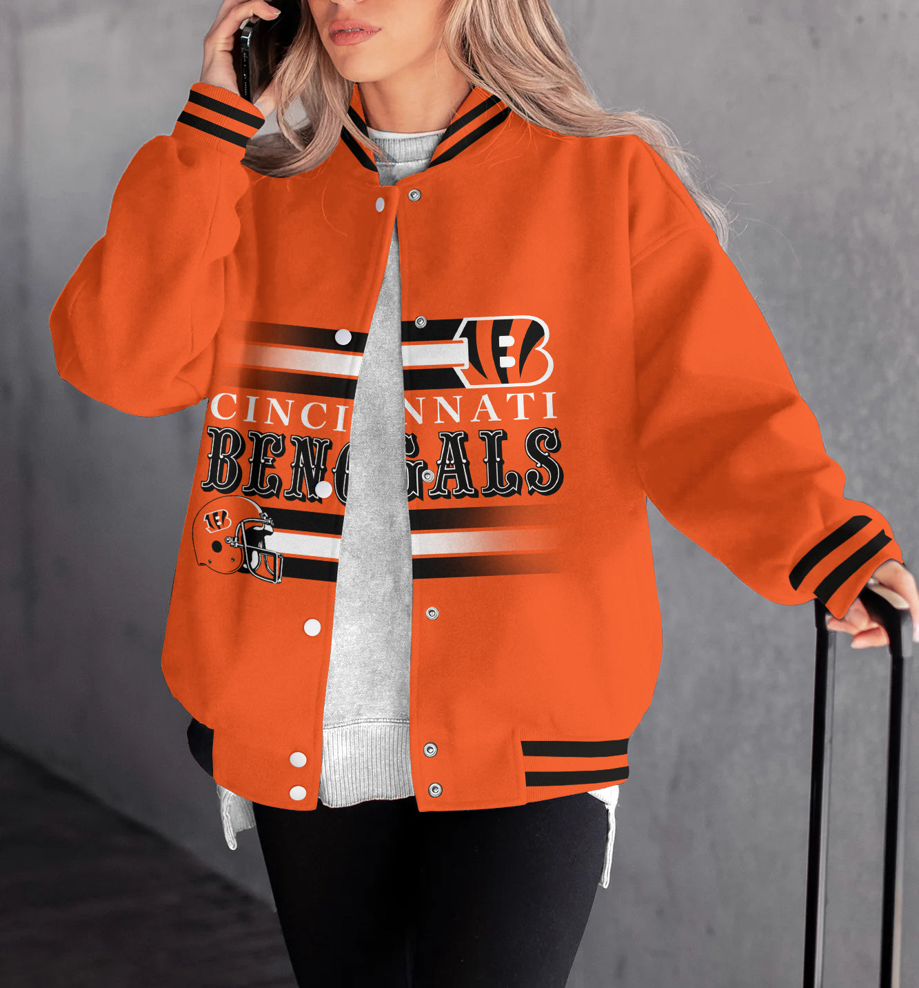 Cincinnati Bengals Women's Long Pass Full- Snap Casual Jacket