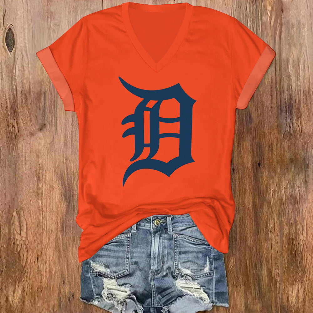 Summer Women's Solid Color V-Neck Short Sleeve T-Shirt