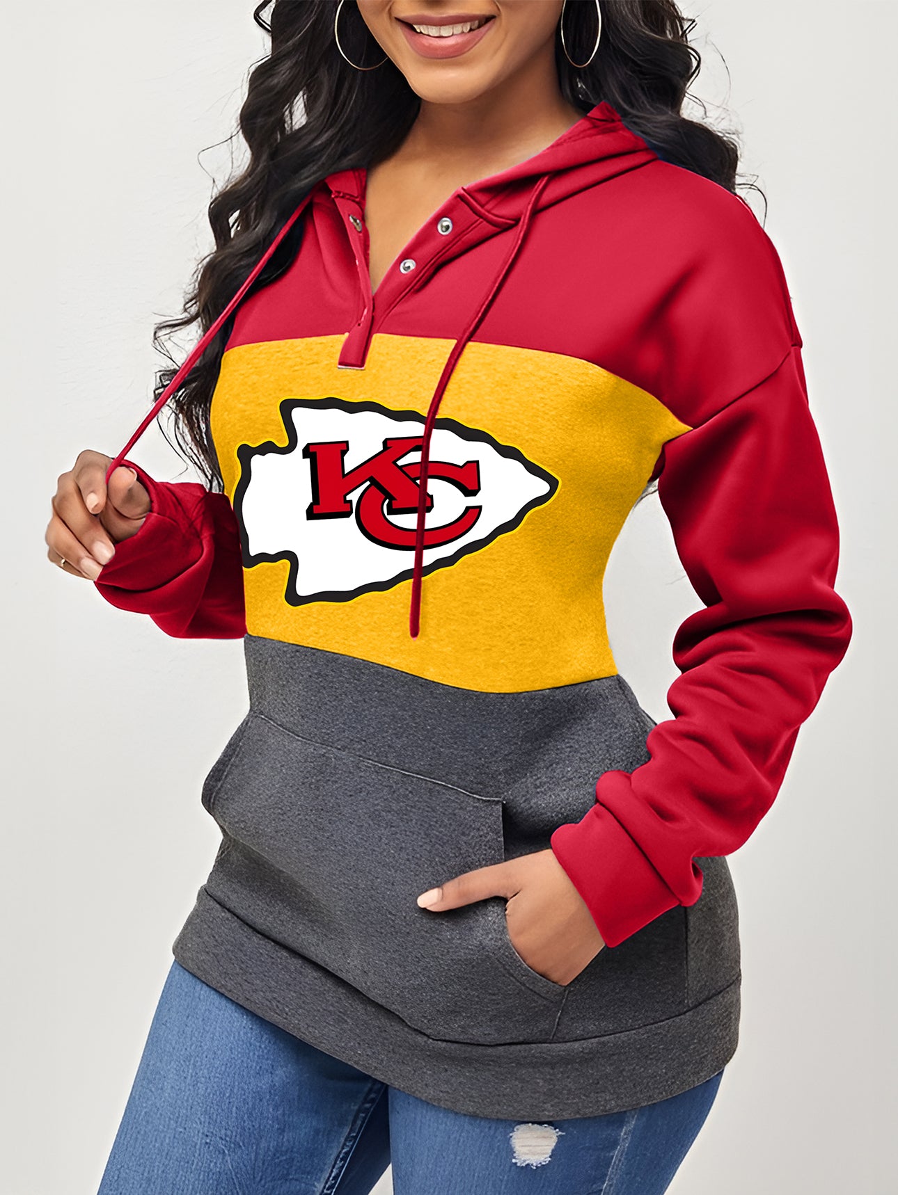 Women's Colorblock Drawstring Hoodie