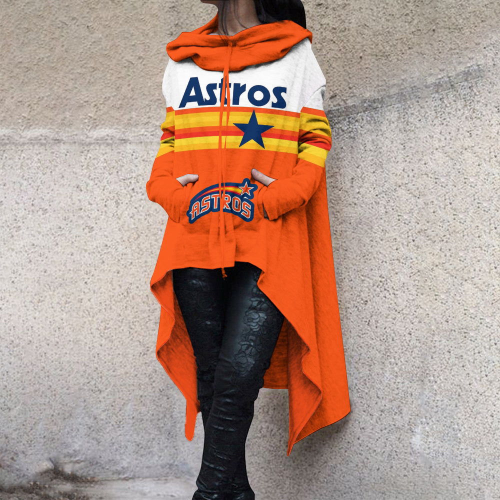 Fashionable Print Irregular Long Sleeve Sweatshirt