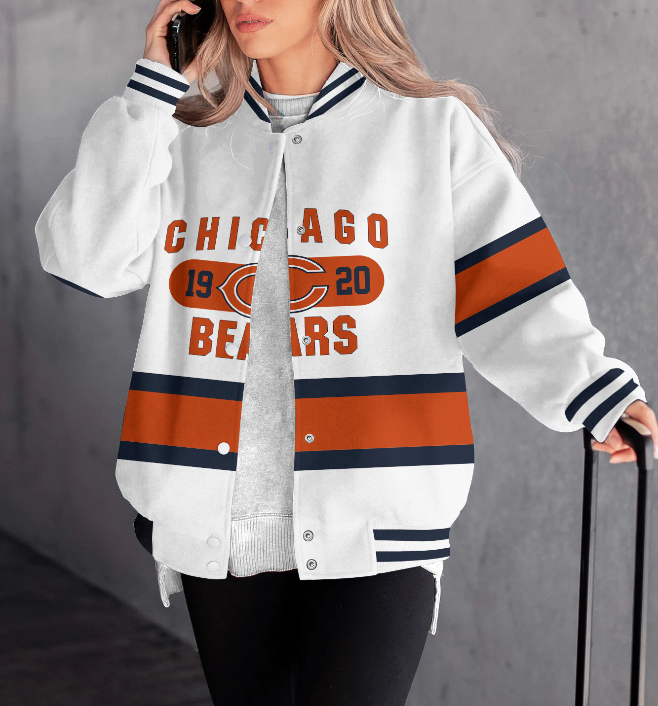 Chicago Bears Women's Long Pass Full- Snap Casual Jacket