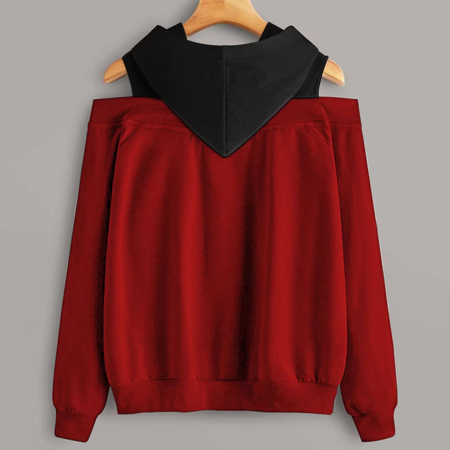2 In 1 Colorblock Cold Shoulder Hoodie