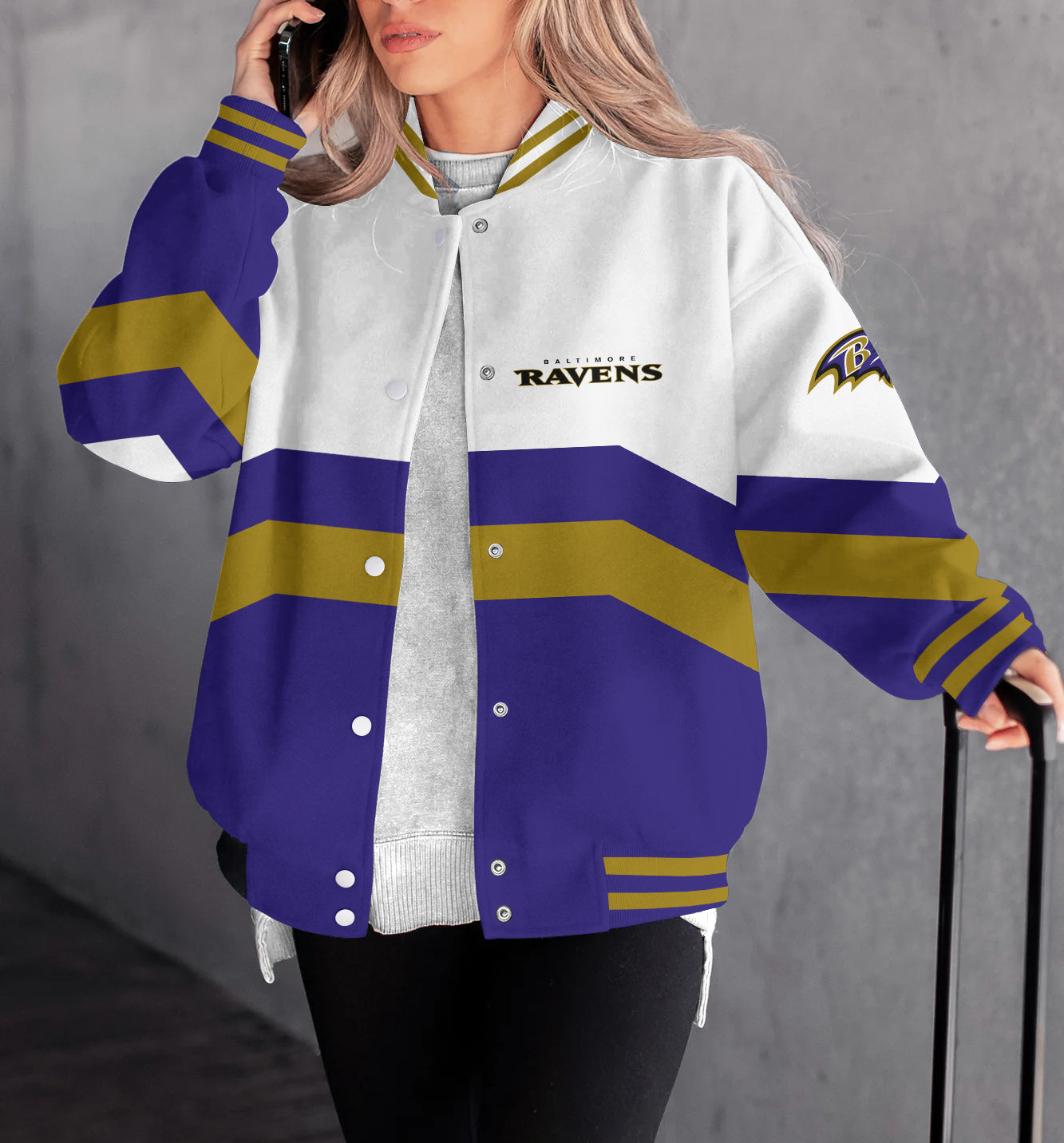 Baltimore Ravens Women's Long Pass Full- Snap Casual Jacket