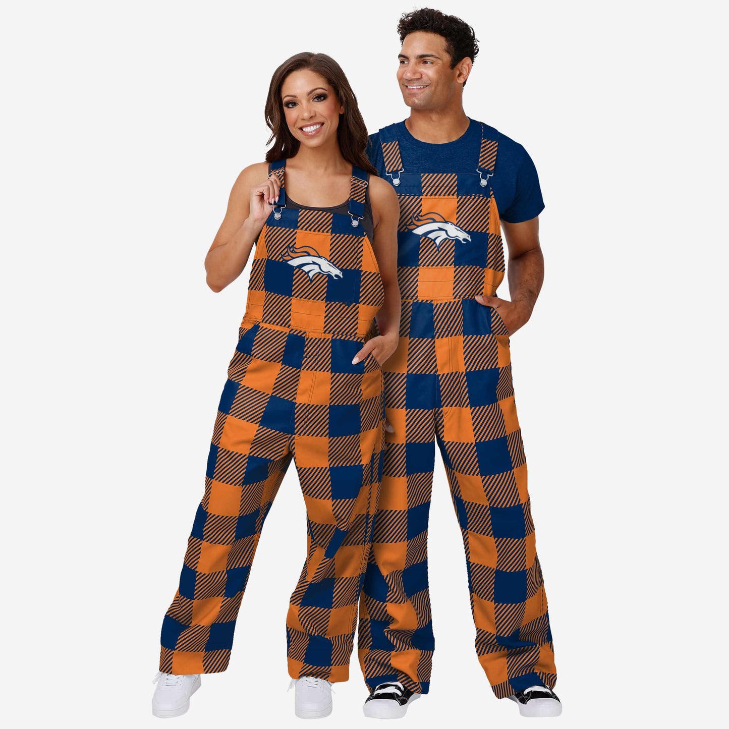 Denver Broncos Womens Plaid Bib Overalls